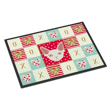 Carolines Treasures 24 x 36 in. Devon Rex Cat Love Indoor or Outdoor Mat CK5110JMAT